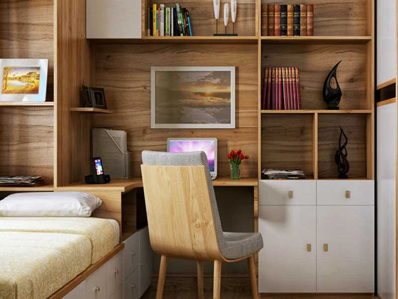 卧室转角书桌书柜，做对尺寸空间利用更佳！