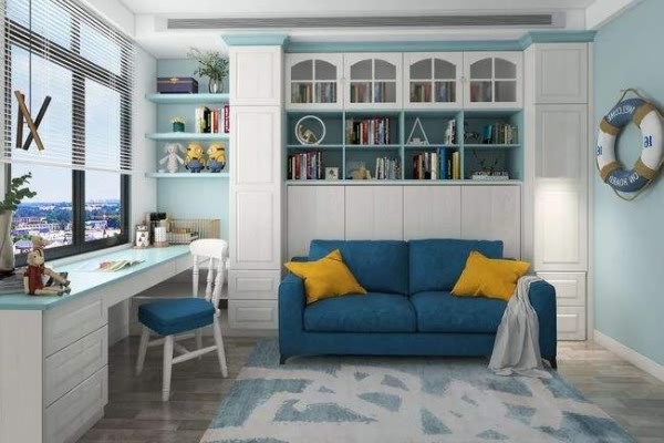 客厅兼书房,一室多用给与你更多的可塑性